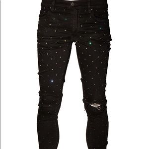 Amiri Rainbow Crystal Skinny Jeans